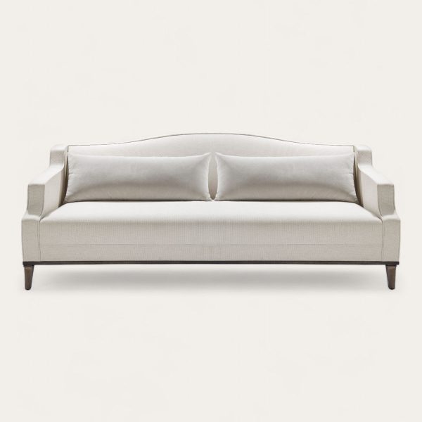 divano modulare di design con chaise longue arrotondata – tessuto crema