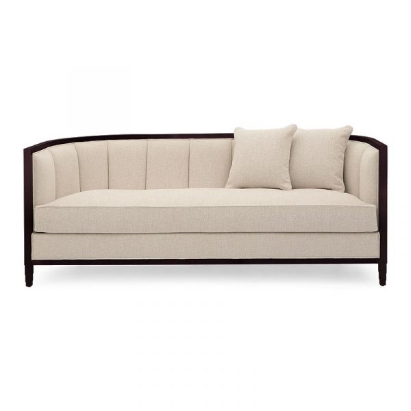daybed di design con struttura in legno – tessuto chiaro
